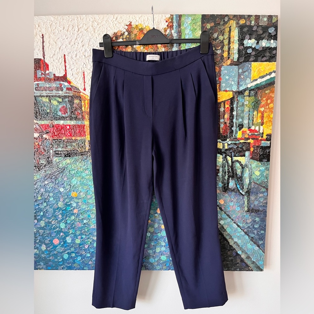 NWOT Aritzia Babaton Cohen Navy Blue Crepette Pants size 10